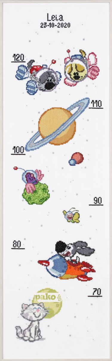 271053 - PAKO DOG & CAT IN SPACE 25cm X 77cm COUNTED CROSS STITCH KIT