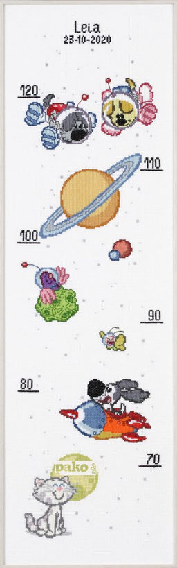 271053 - PAKO DOG & CAT IN SPACE 25cm X 77cm COUNTED CROSS STITCH KIT