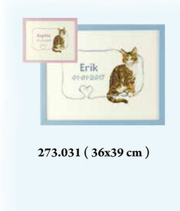273031 - PAKO 36X39cm SITTING CAT BIRTH COUNTED CROSS STITCH KIT