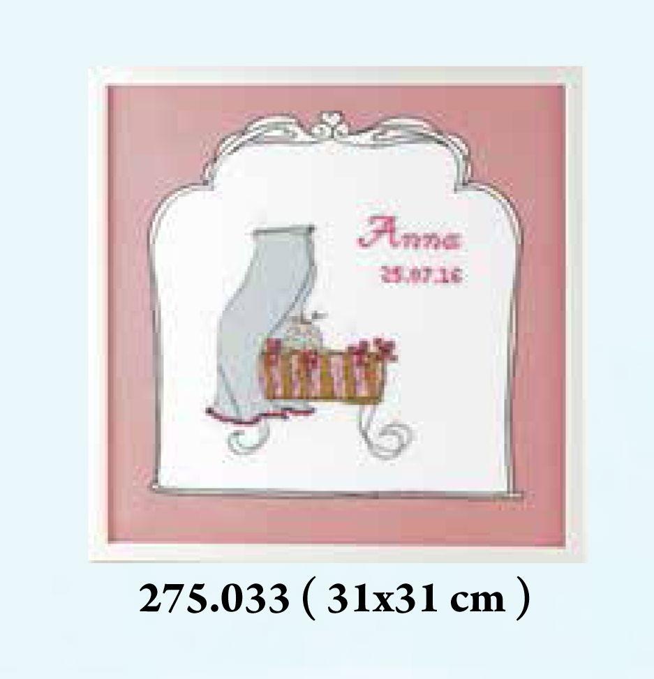 275033 - PAKO 31X31cm BABY PRAM PINK BORDER COUNTED CROSS STITCH KIT