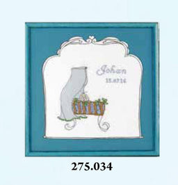 275034 - PAKO 31X31cm BABY PRAM BLUE BORDER COUNTED CROSS STITCH KIT
