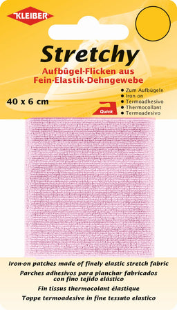 300-09 KLEIBER STRETCHY IRON ON PATCH 1 PIECE 40cm X 6cm COL9 PINK