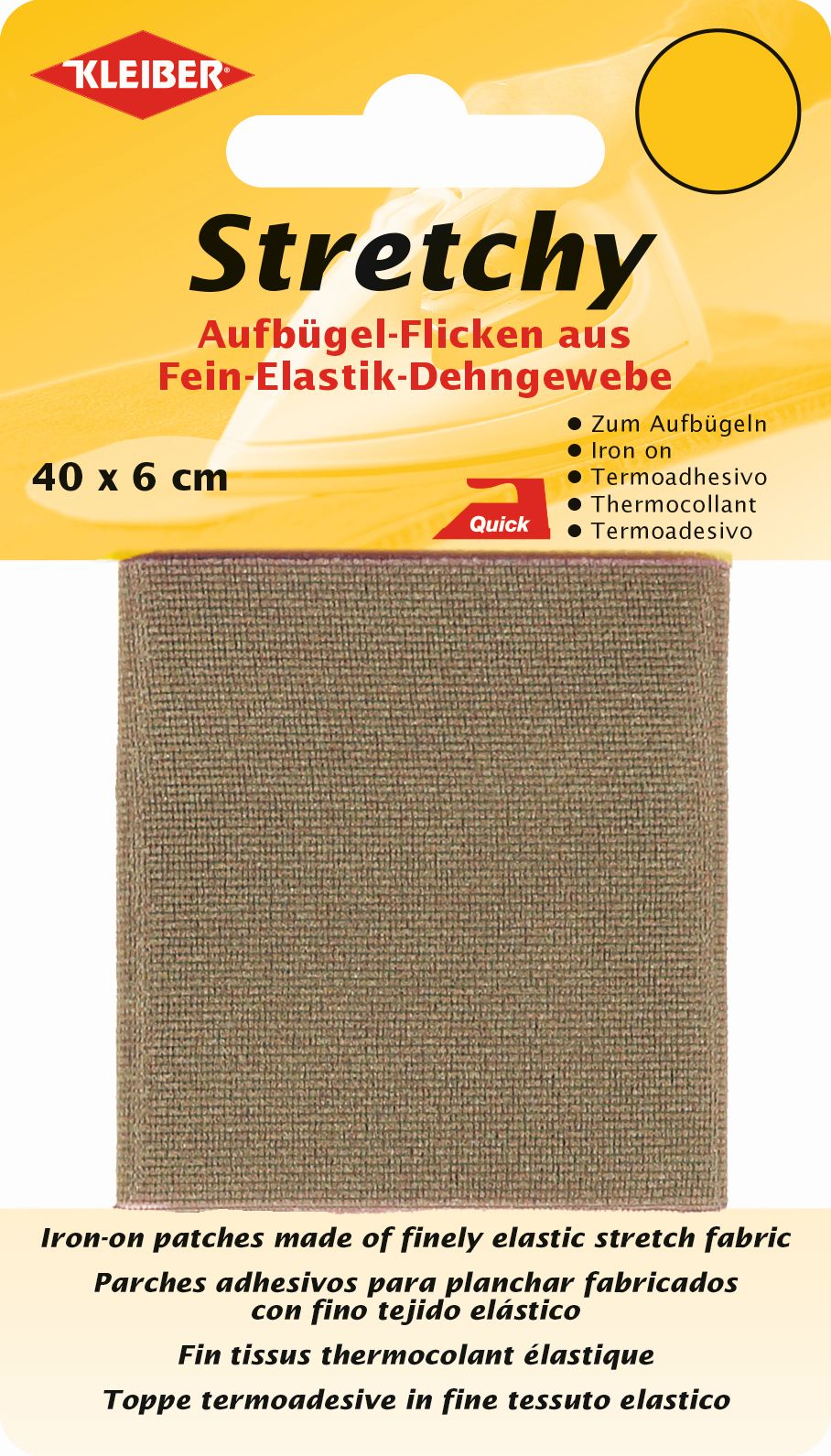 300-14 KLEIBER STRETCHY IRON ON PATCH 1 PIECE 40cm X 6cm COL14 BEIGE