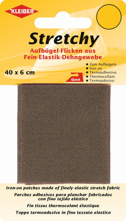 300-15 KLEIBER STRETCHY IRON ON PATCH 1 PIECE 40cm X 6cm COL15  BROWN