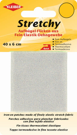300-17 KLEIBER STRETCHY IRON ON PATCH 1 PIECE 40cm X 6cm COL17 LIGHT GREY