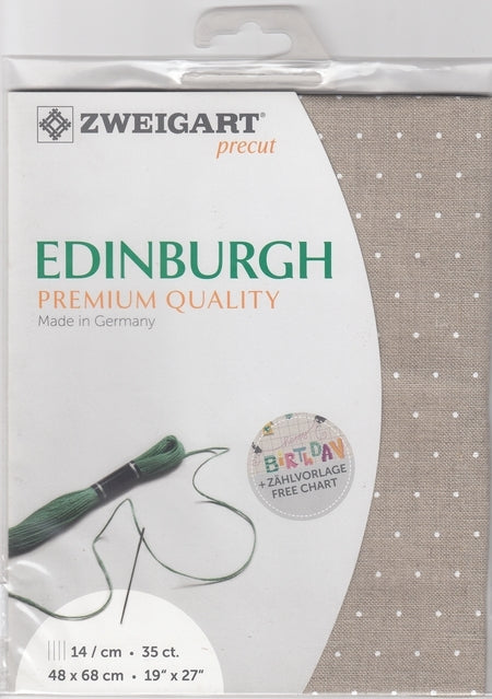3217-1399-PK - EDINBURGH 36 CT LINEN 48x68cm 1399 NATURAL & WHITE MINI DOTS