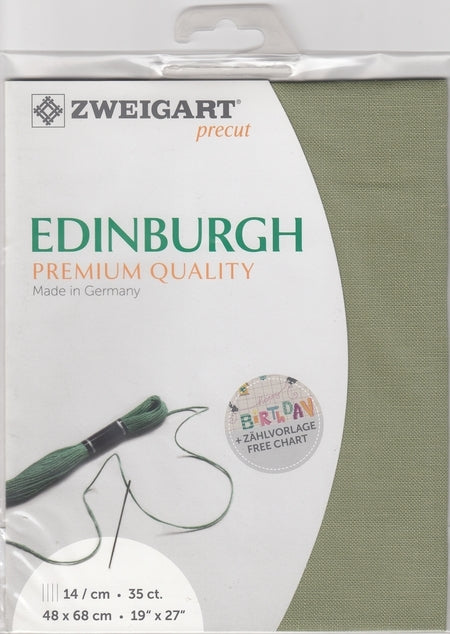 3217-6018-PK - EDINBURGH 36 CT LINEN 48x68cm 6018 GREEN