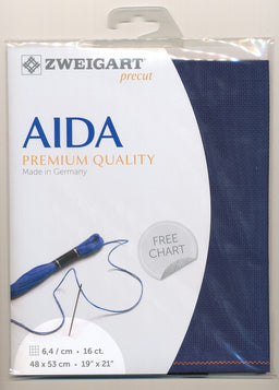 3251-589-PK - COTTON AIDA 16CT PIECE 589 NAVY 48 x 53cm