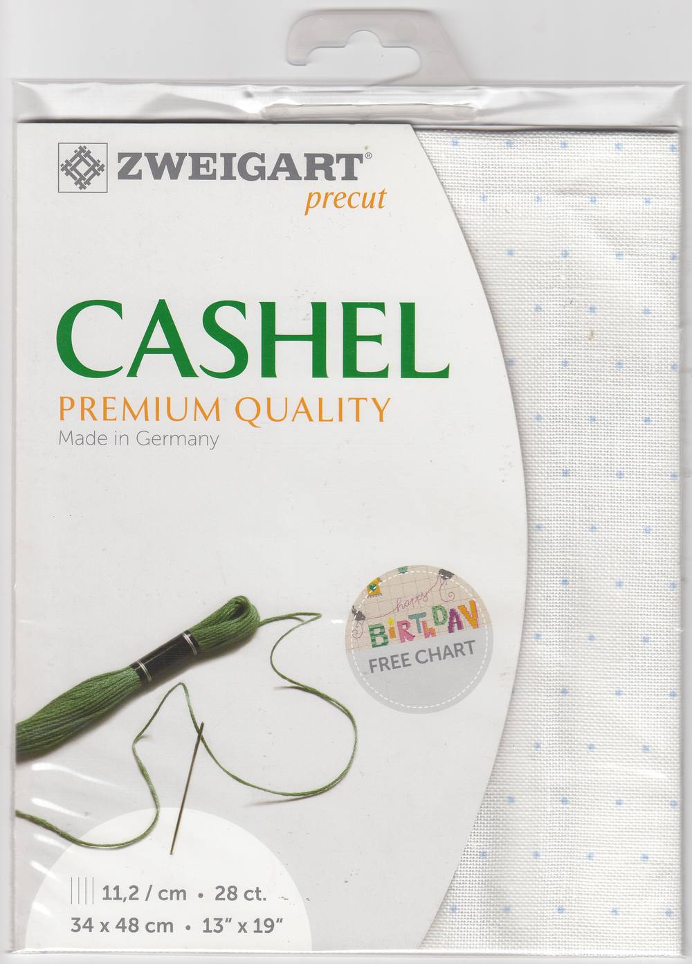 3281-1129-PK - CASHEL 100% LINEN 28CT(48x68cm)1129 WHITE WITH MINI BLUE DOT