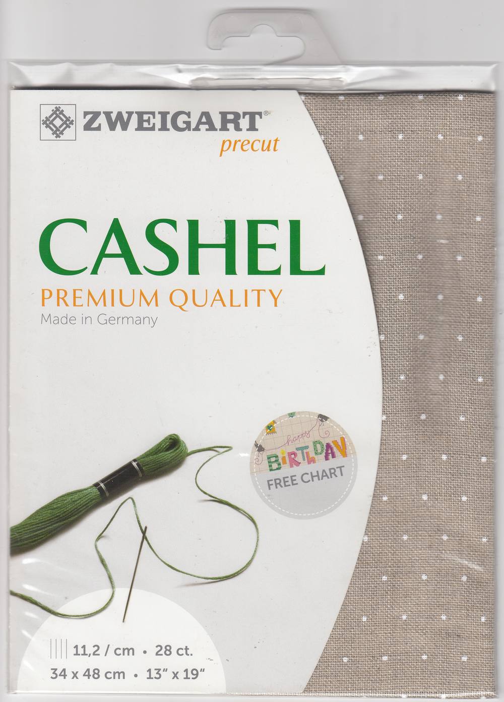 3281-1399-PK - CASHEL 100% LINEN 28CT(48x68cm)1129 NATURAL MINI WHITE DOTS