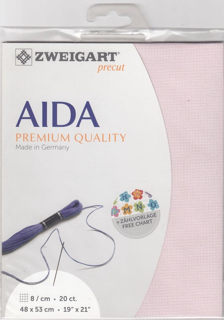 3326-4115-PK - COTTON AIDA 20 CT 48X53CM 4115 PINK