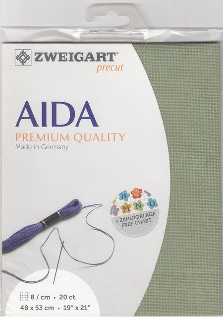 3326-6016-PK - COTTON AIDA 20 CT 48X53CM 6016 GREEN