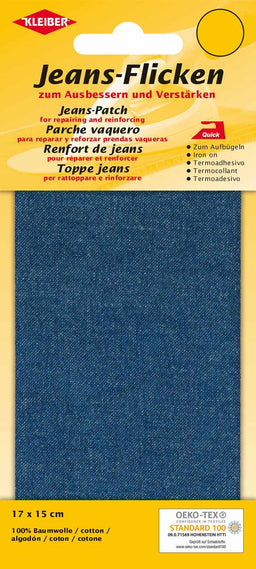 342-03 - JEANS PATCH IRON ON 17 X 15cm MID BLUE