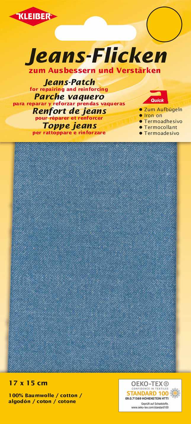 342-04 - JEANS PATCH IRON ON 17 X 15cm LT BLUE
