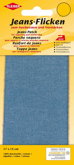 342-04 - JEANS PATCH IRON ON 17 X 15cm LT BLUE