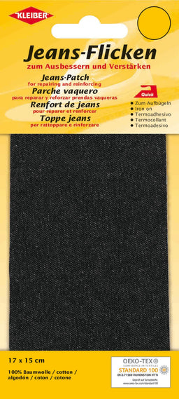342-05 - JEANS PATCH IRON ON 17 X 15cm BLACK