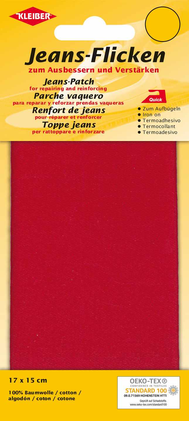 342-06 - JEANS PATCH IRON ON 17 X 15cm RED