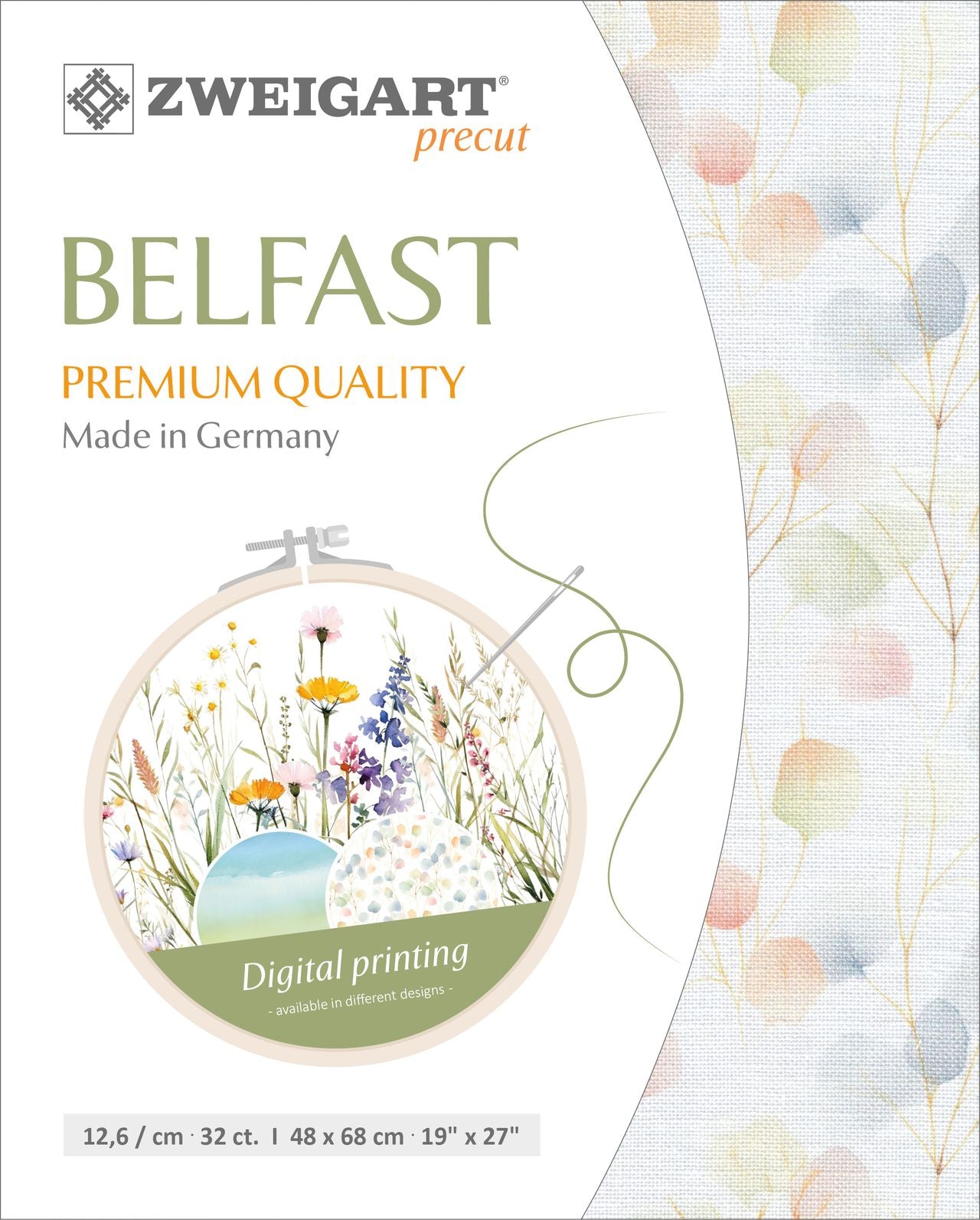 3609-90005-PK - BELFAST 100% LINEN 90005 WATERCOLOUR LEAVES 48 x 68cm