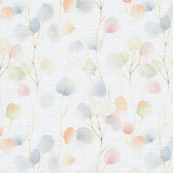 3609-90005 - *BELFAST 100% LINEN 90005 WATERCOLOUR LEAVES 140cm