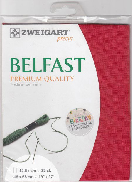 3609-954-PK  BELFAST 100% LINEN (48x68cm) 954 RED