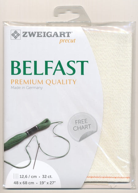 3609-1111-PK - BELFAST 100% LINEN 32 CT (48x68cm) 1111 IRISE/OPAL WHITE