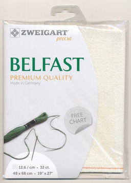 3609-1111-PK - BELFAST 100% LINEN 32 CT (48x68cm) 1111 IRISE/OPAL WHITE