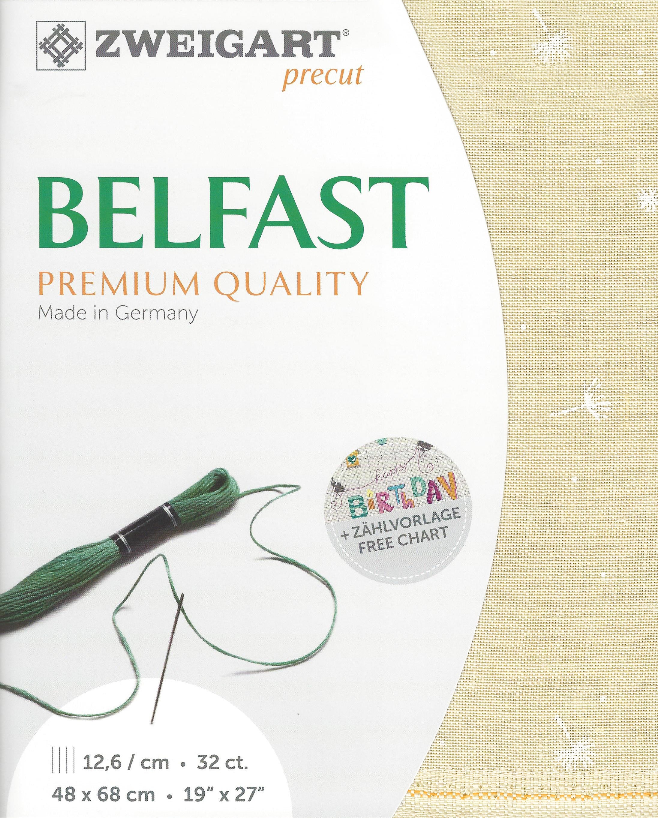 3609-2409-PK - BELFAST 100% LINEN 32 CT (48x68cm)2409 LIGHT BEIGE WITH WHITE WISH