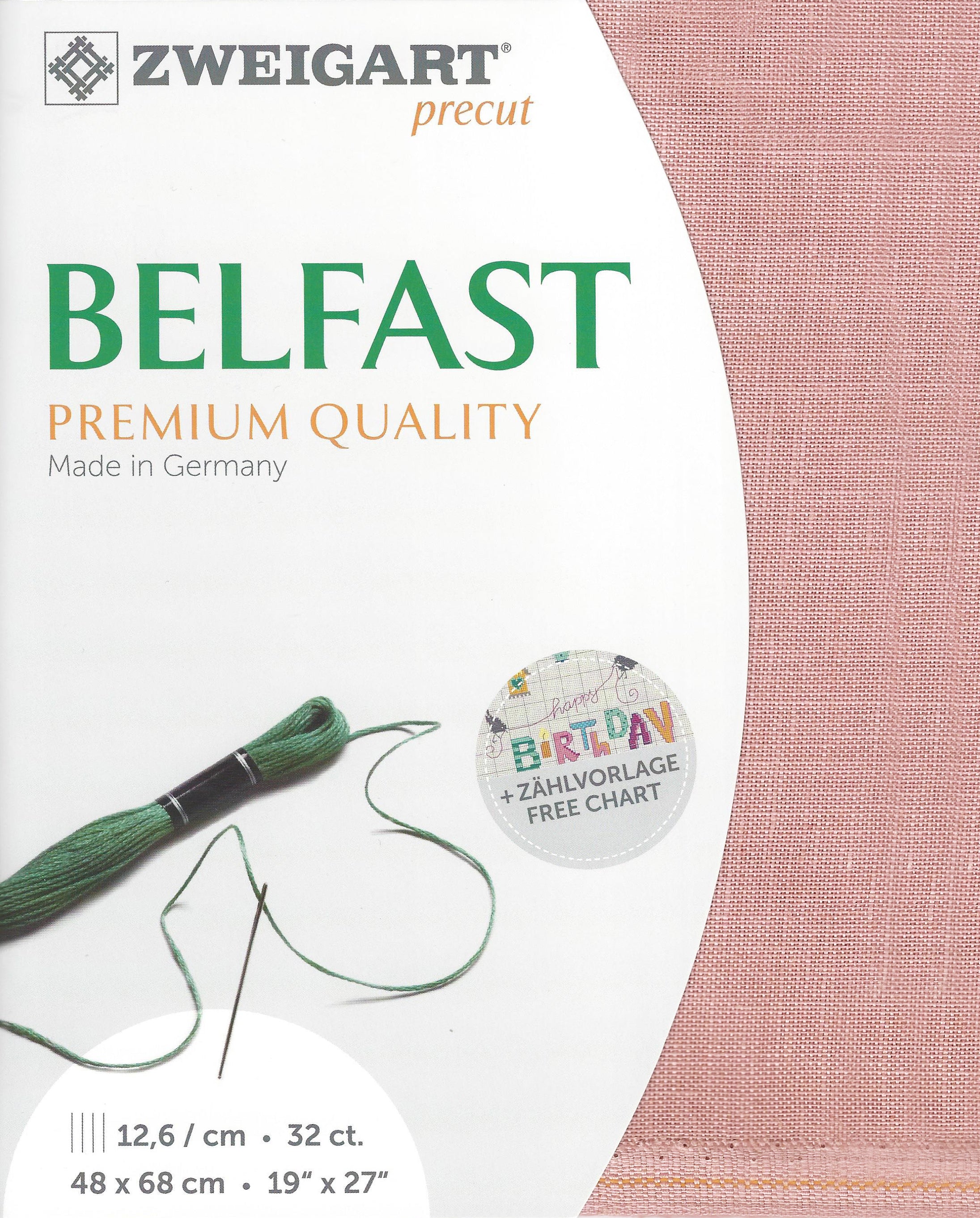 3609-4042-PK - BELFAST 100% LINEN 32 CT (48x68cm) 4042 DARK PINK