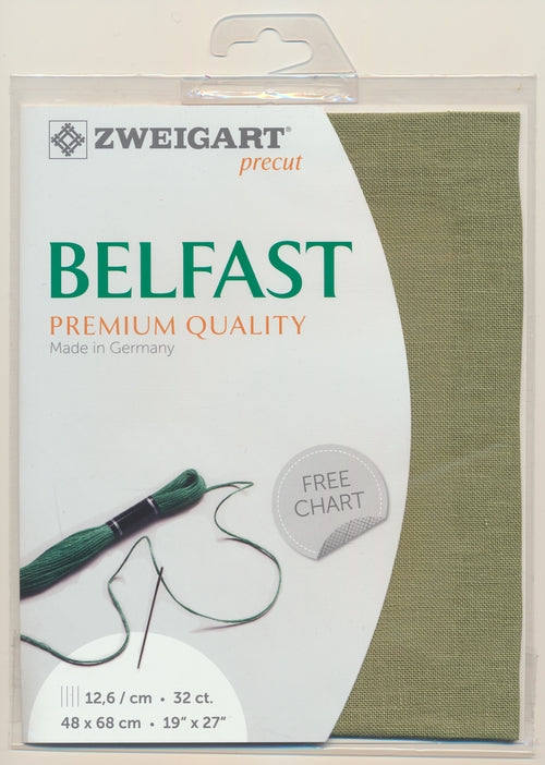 3609-6016-PK - BELFAST 100% LINEN 32 CT (48x68cm) 6016 GREEN