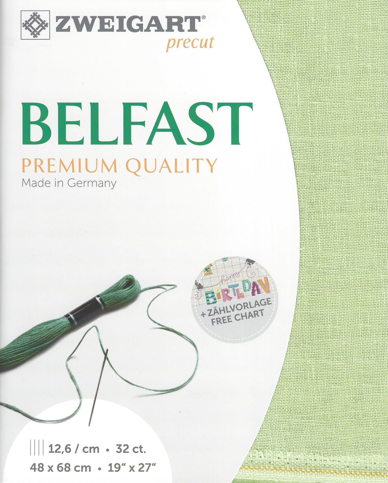 3609-6083-PK - BELFAST 100% LINEN 32 CT (48x68cm) 6083 LIGHT GREEN