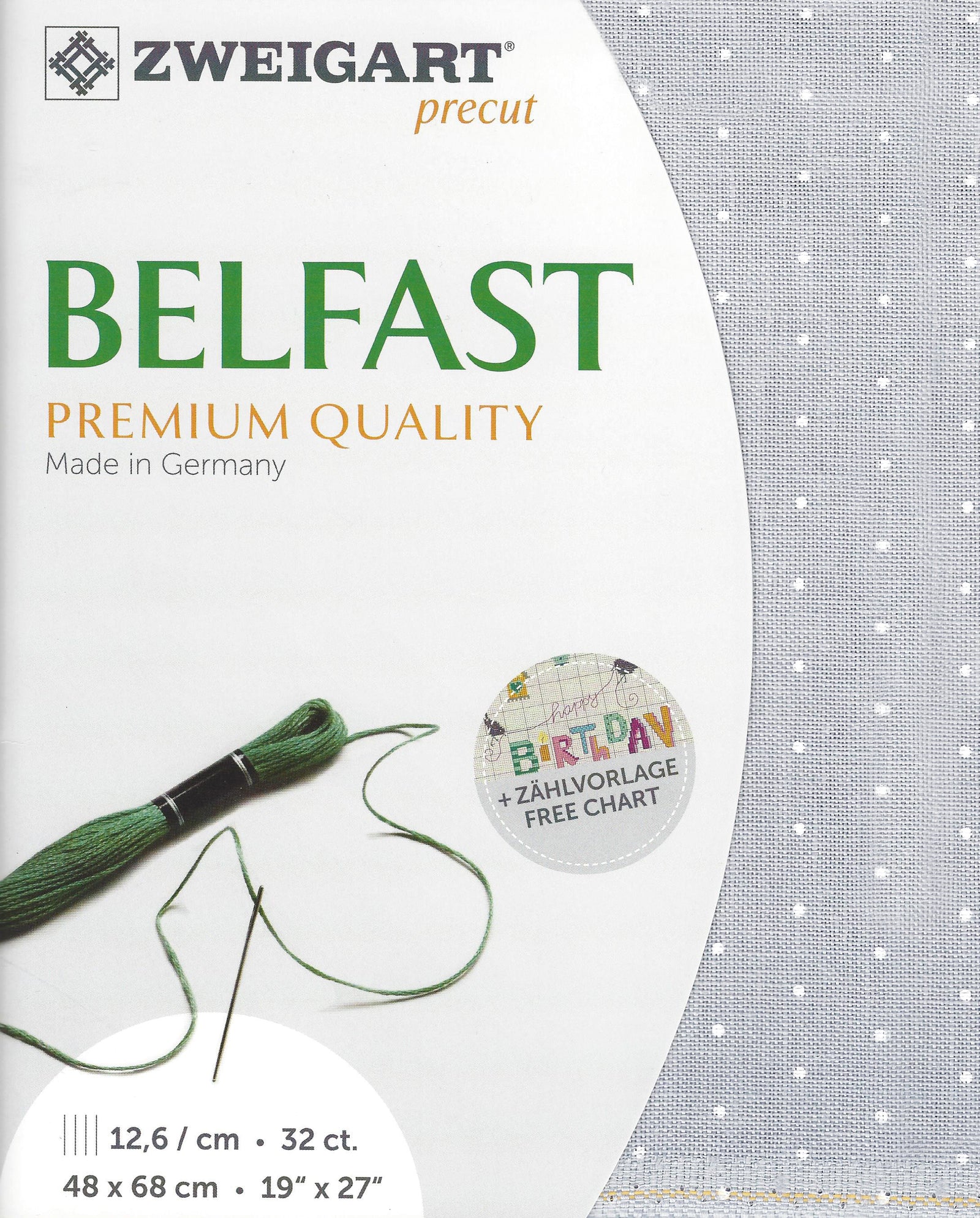 3609-7479-PK - BELFAST 100% LINEN 32 CT (48x68cm) 7479 LIGHT GREY/WHITE MINI DOTS