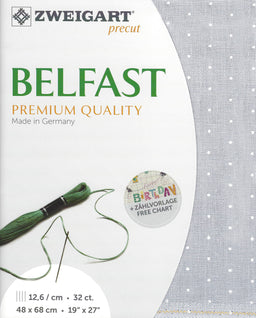 3609-7479-PK - BELFAST 100% LINEN 32 CT (48x68cm) 7479 LIGHT GREY/WHITE MINI DOTS