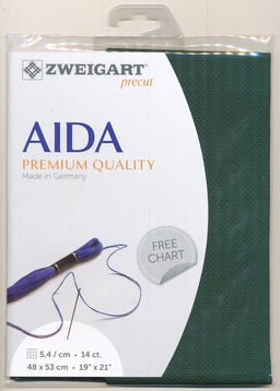 3706-647-PK - COTTON AIDA STERN 14CT 647 DK GREEN 48 x 53cm