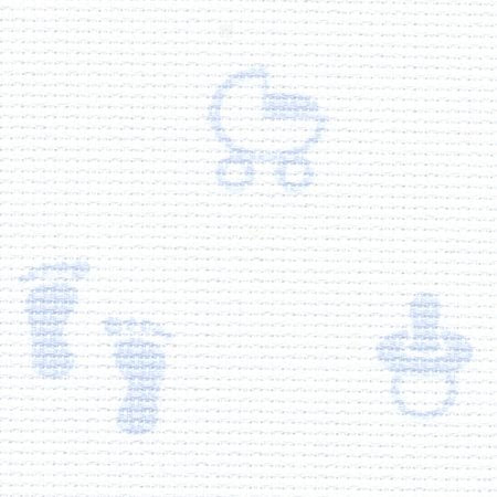 3706-5289-PK - COTTON AIDA STERN 14CT 48x53cm 5289 Baby Blue Footprints