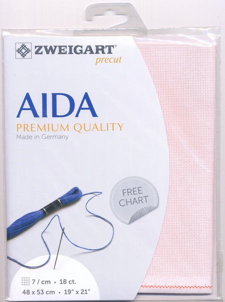 3793-443-PK - FEIN AIDA 18CT 443 POWDER PINK 48 x 53cm