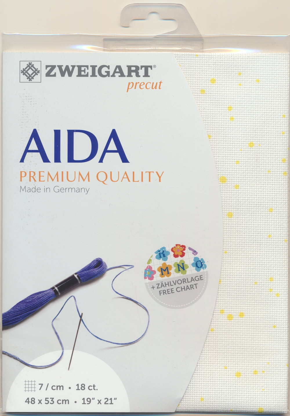 3793-1349-PK - FEIN AIDA 18CT (48 x 53cm)  1349 WHITE WITH YELLOW SPLASH