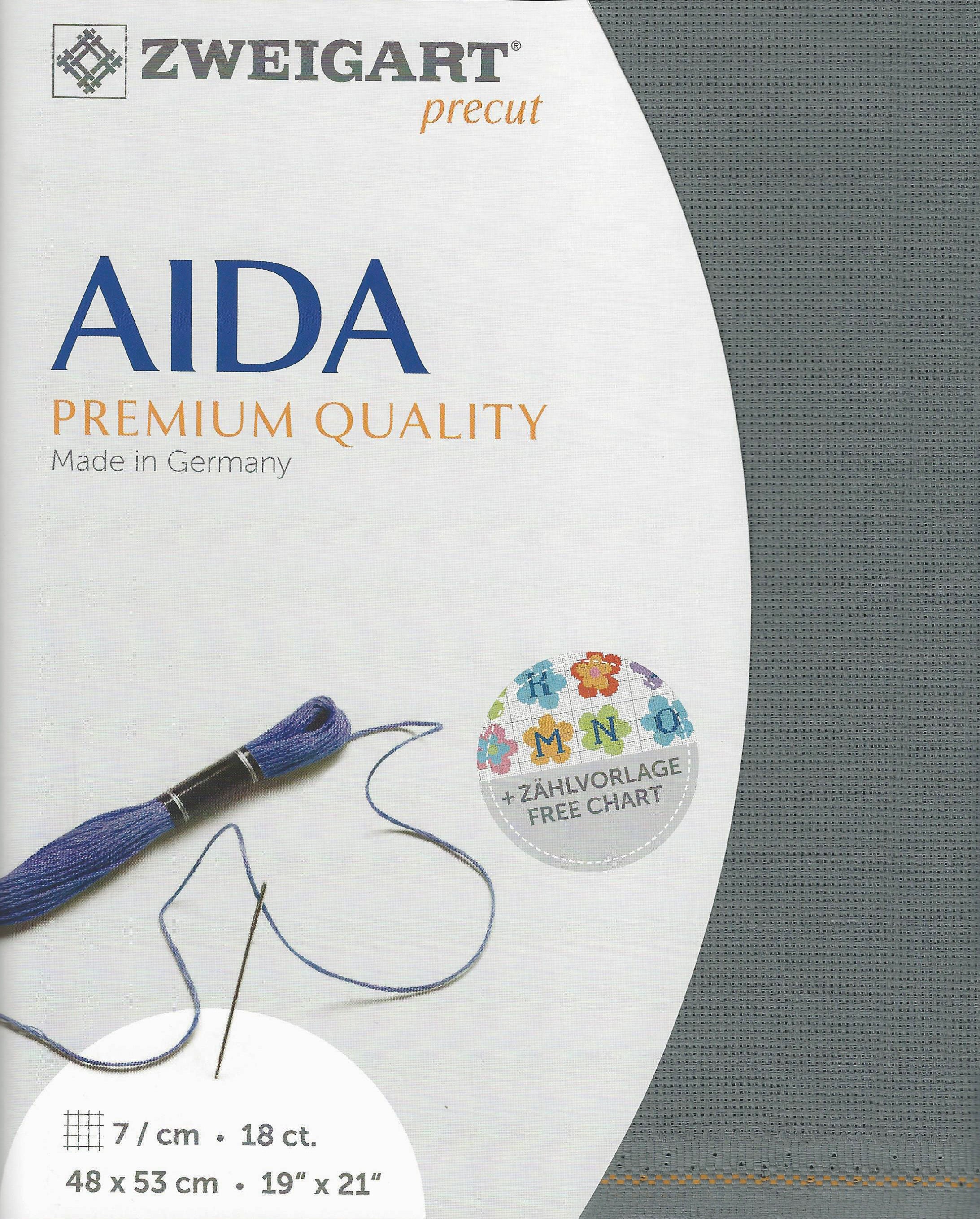 3793-7107-PK - FEIN AIDA 18CT (48 x 53cm)  7107 DARK GREY