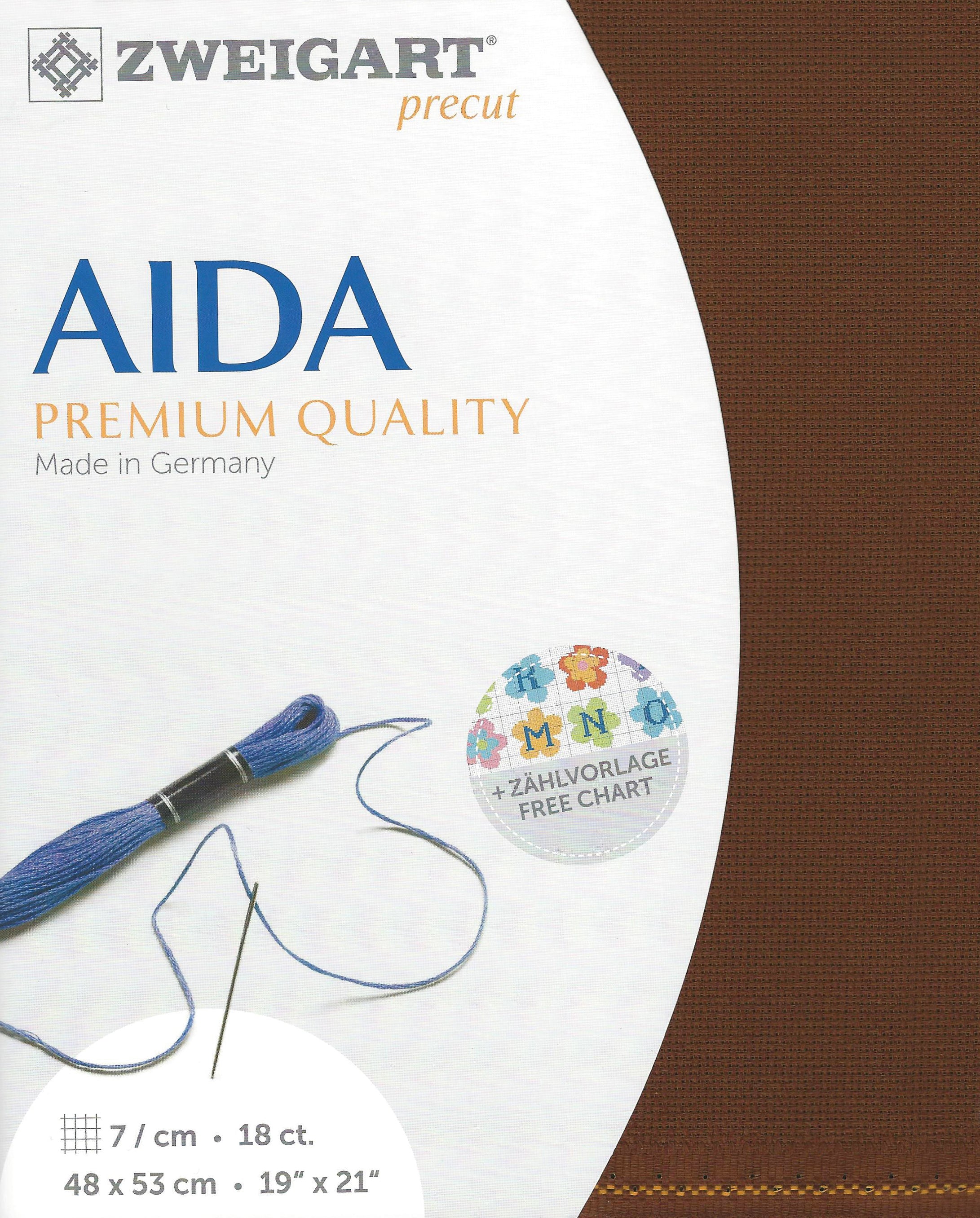 3793-9010-PK - FEIN AIDA 18CT (48 x 53cm)  9010 DARK BROWN