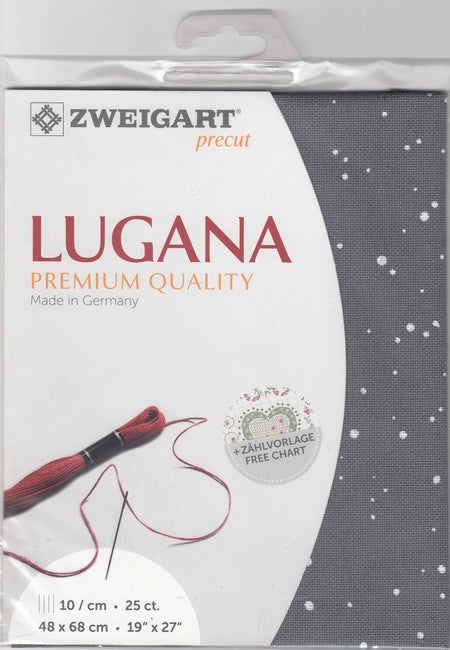 3835-7419-PK - LUGANA E/WEAVE 25CT(48x68cm) 7419 GREY WITH WHITE SPLASH