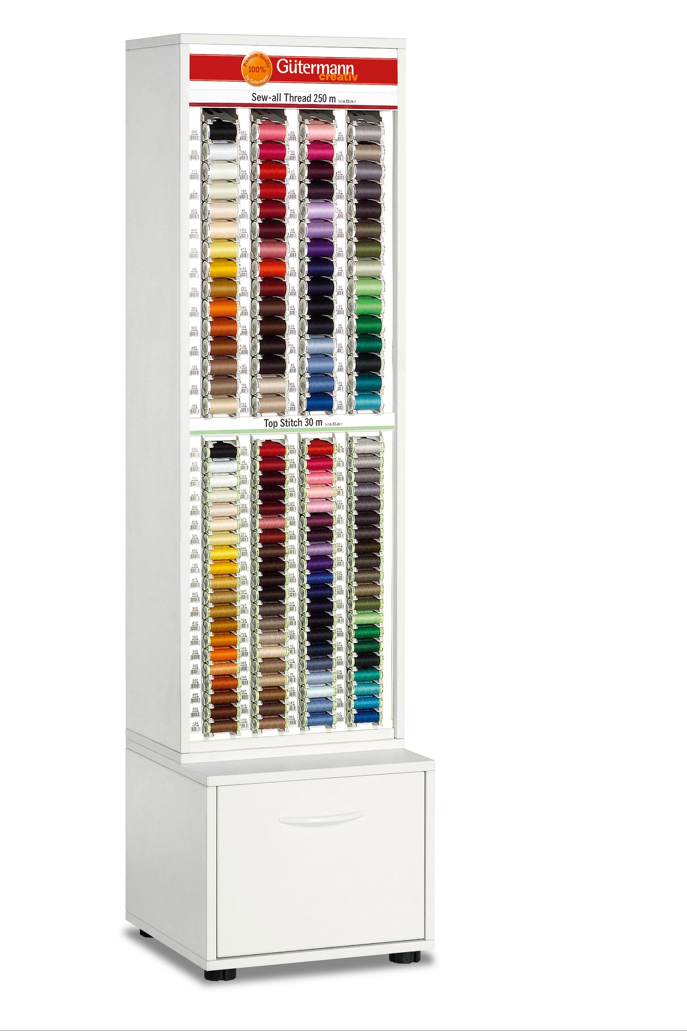 SVK168-8 - GUTERMANN STAND Sew-all 250m - 60 shades, Top Stitch 30m - 80 shades 3 reels each shades