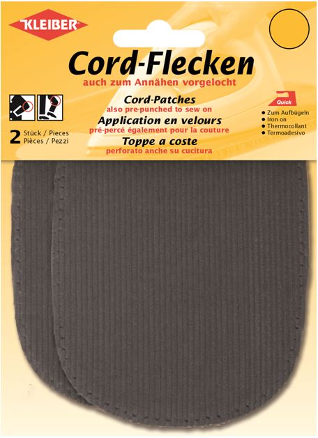 390-01 - CORDUROY PATCH IRON ON 10X13.5cm LT GREY (2 pcs)