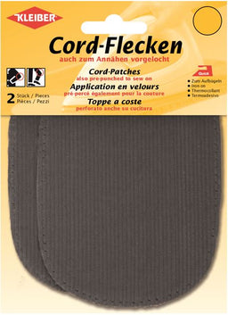 390-01 - CORDUROY PATCH IRON ON 10X13.5cm LT GREY (2 pcs)