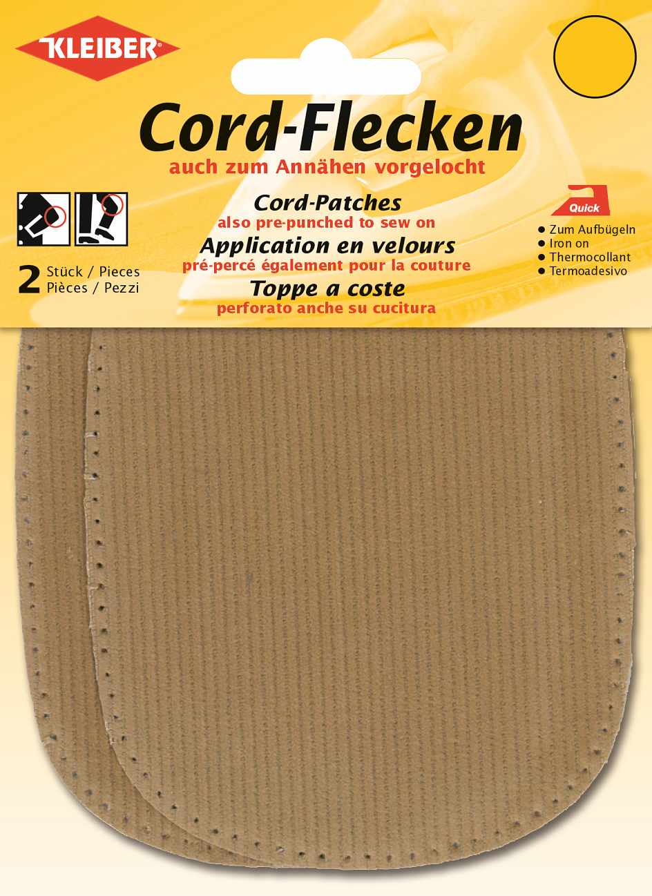 390-02 - CORDUROY PATCH IRON ON 10 X 13.5cm BEIGE (2 pcs)