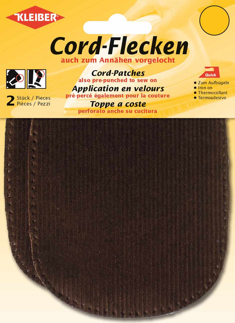 390-03 - CORDUROY PATCH IRON ON 10 X 13.5cm BROWN (2 pcs)