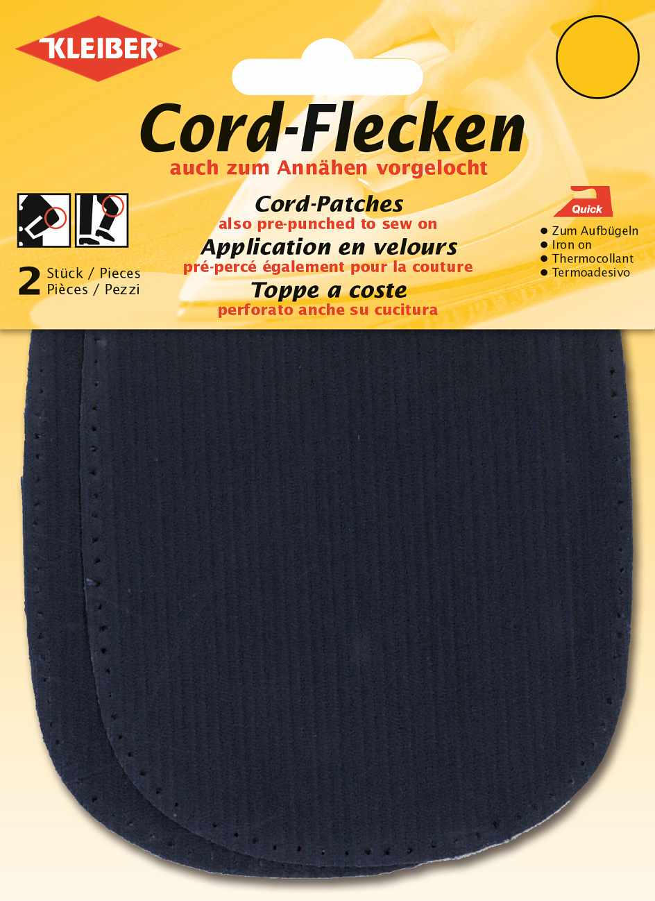 390-04 - CORDUROY PATCH IRON ON 10 X 13.5cm BLUE (2 pcs)