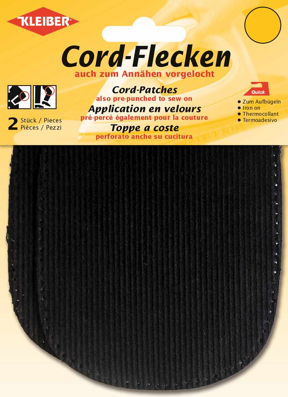 390-06 - CORDUROY PATCH IRON ON 10 X 13.5cm BLACK (2 pcs)