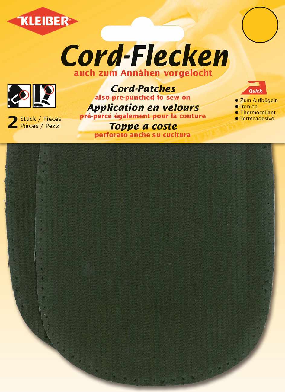 390-07 - CORDUROY PATCH IRON ON 10 X 13.5cm GREEN (2 pcs)