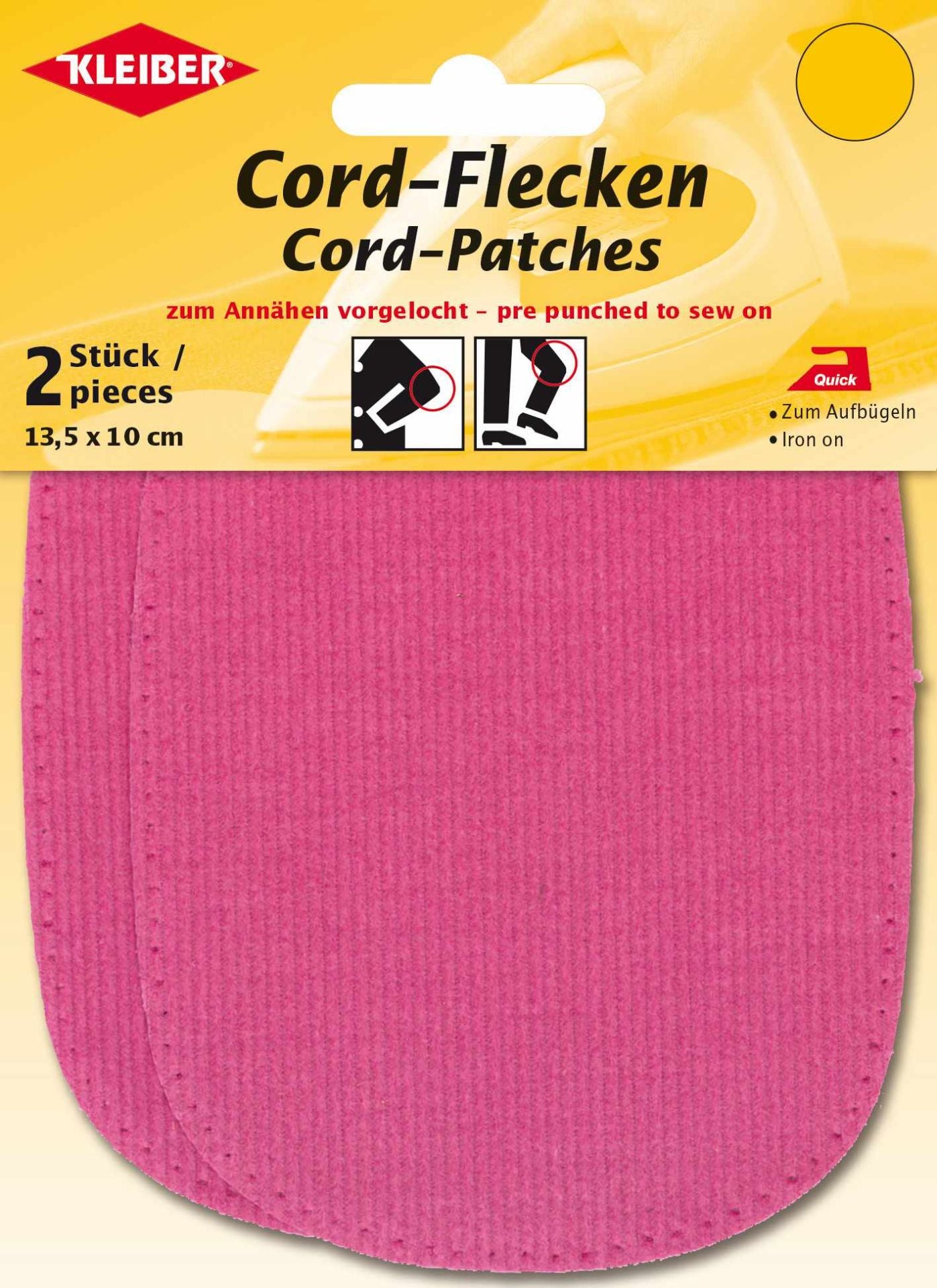 390-14 - CORDUROY PATCH IRON ON 10X13.5cm PINK (2 pcs)