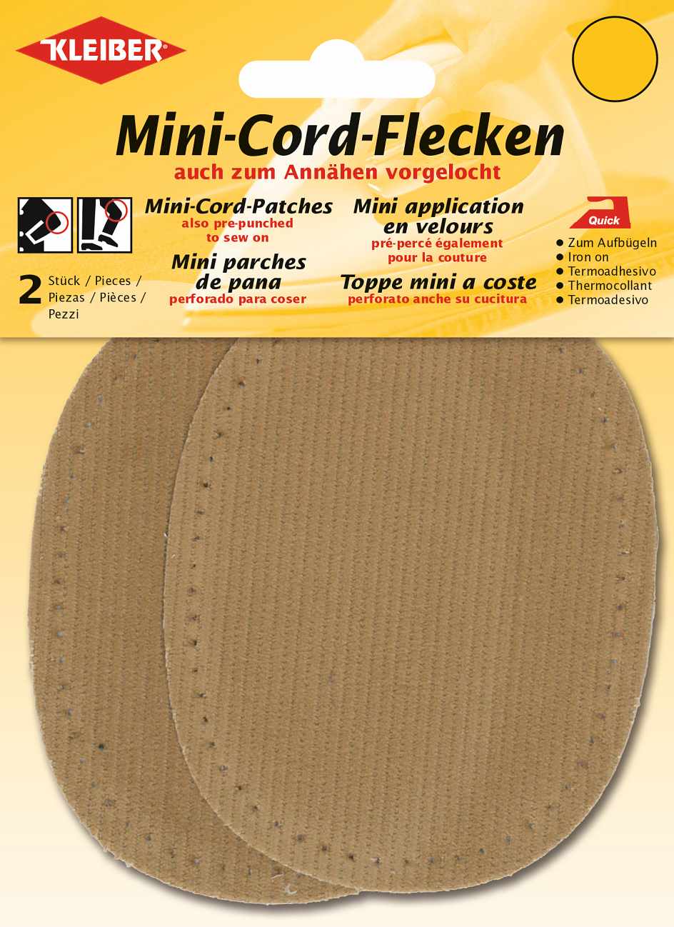 393-02 - MINI CORD PATCH IRON ON 11 X 8.5cm  BEIGE (2 pcs)