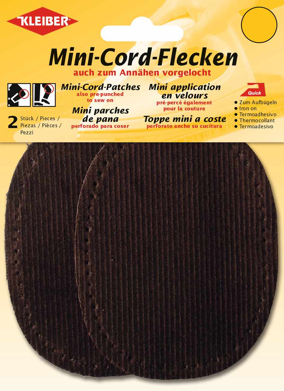 393-03 - MINI CORD PATCH IRON ON 11 X 8.5cm  BROWN (2 pcs)